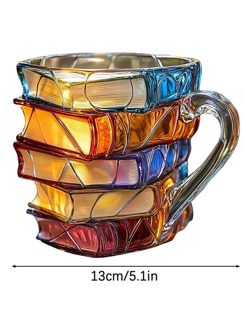 Load image into Gallery viewer, Painted Book Mug 11Oz Novelty 3D Painted Books Coffee Mug Unique Colorful Resin Books Stack Coffee Cup Collection Gifts
