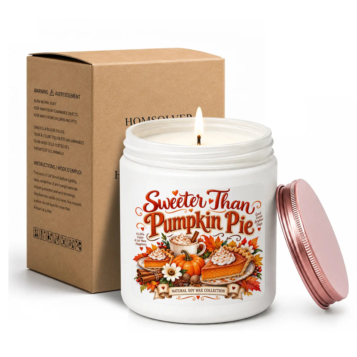 1Pc Handmade Soy Candle, Pumpkin Pie Spice Design, Scented Soy Wax Aromatherapy Candle, Cozy Fall Home Fragrance, Autumn Thanksgiving Gift, Kitchen Bedroom Living Room Decor, Birthday Christmas Gift