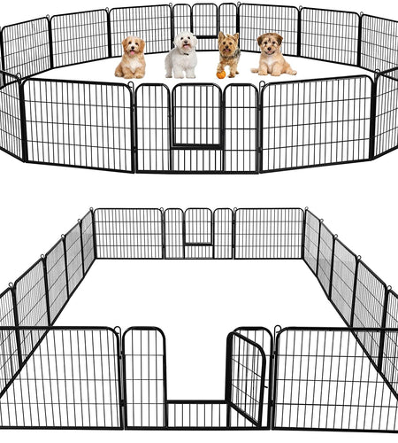 24/32/40-Inch 8/16/32 Panel Heavy Duty Pet Playpen Dog Exercise Pen Cat Fence with Door Puppy Rabbits Portable Play Pen,Outdoor/Indoor,Black