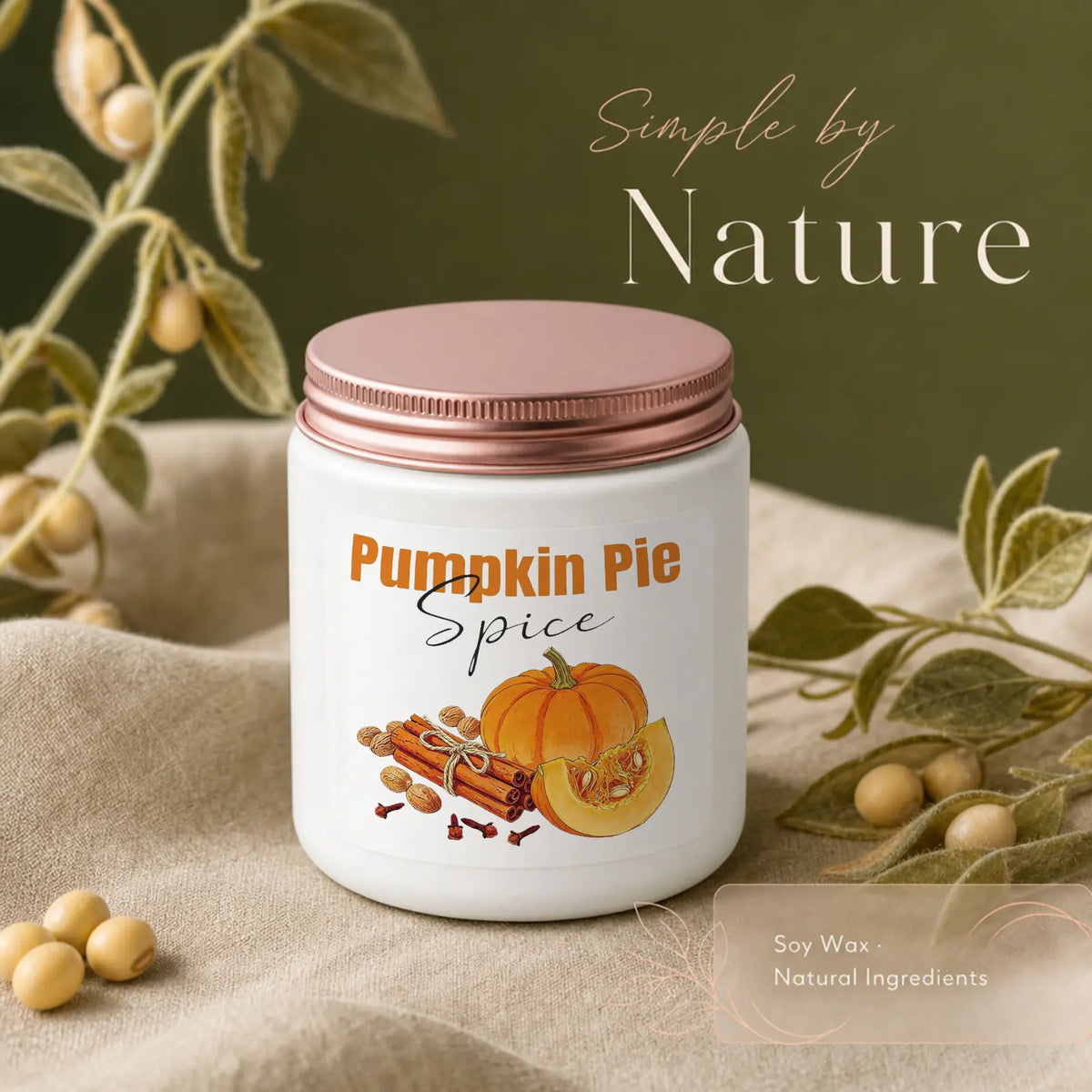 1Pc Handmade Soy Candle, Pumpkin Pie Spice Design, Scented Soy Wax Aromatherapy Candle, Cozy Fall Home Fragrance, Autumn Thanksgiving Gift, Kitchen Bedroom Living Room Decor, Birthday Christmas Gift