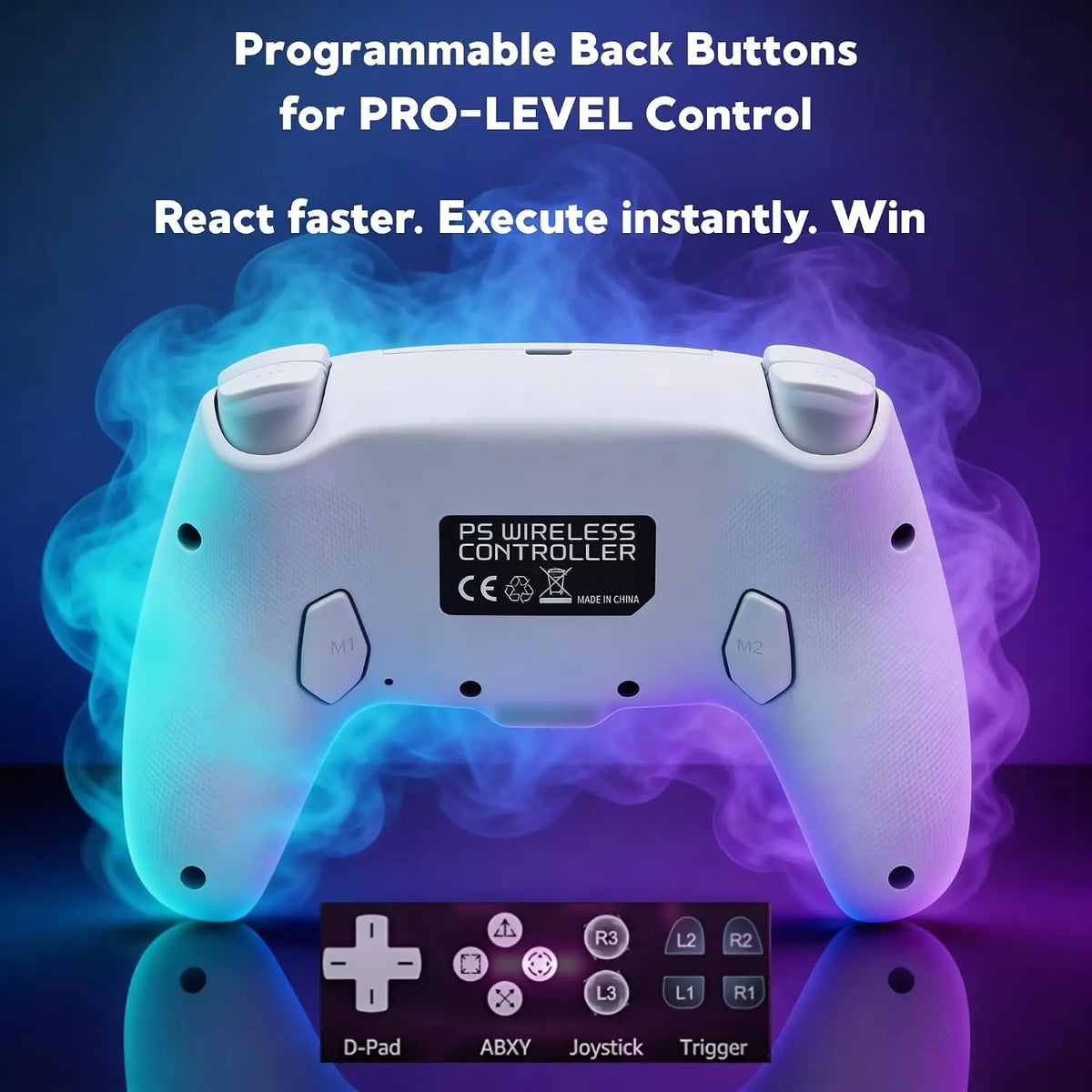 PS5/PC RGB Wireless Game Controller with Anti-Drift Sticks – Programmable Macro Back Button, 6-Axis Gyroscope, Dual Vibration, Rapid Fire, Touchpad, Bluetooth 5.0, 3.5 Mm Audio and Microphone Jack, Back-To-School Season, Back-To-School Gear