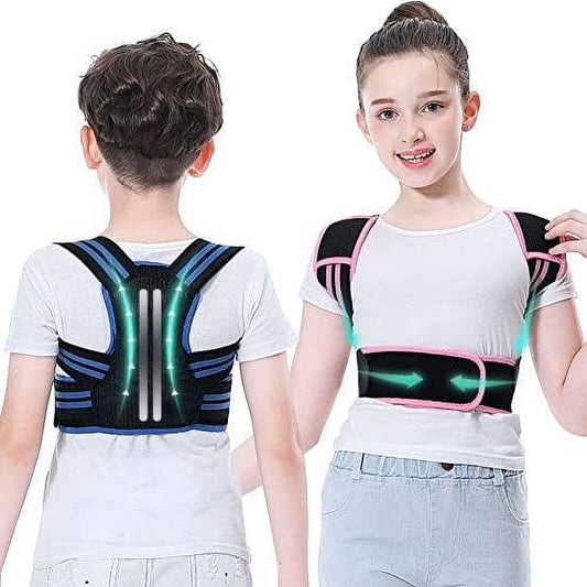 Back Brace Posture Corrector for Kids, Back Straightener Posture Corrector, Scoliosis and Hunchback Correction, under Clothes Adjustable Upper Back Posture Brace for Teens, Spinal Supportor Blue, M