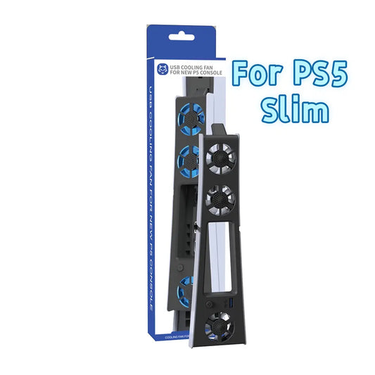 PS5 Slim ABS Cooling Fan with LED Light - Silent USB Temperature-Controlled External Plug & Play Gaming Accessory for PS5 Slim Console, Gaming Items, Electronics Cooling Product