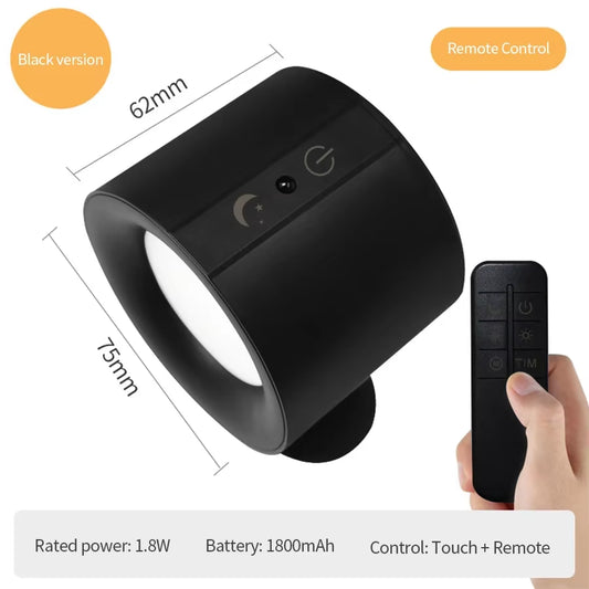 GlowFlex Touch Wall Lamp – Dual Head LED Light with Remote, 360° Rotation & USB Rechargeable Design