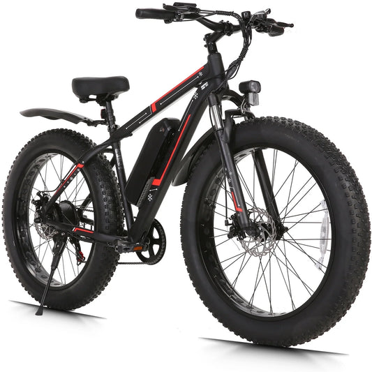 Elifine 26"X4.0 Fat Tire Electric Bike, 624Wh Battery, 48V 500W Ebike Electric Mountain Bike, Cruise Control Mode, Adult E Bikes for Men, LCD Meter, 7-Speed Snow Bike Beach E-Bike for Adults UL2849
