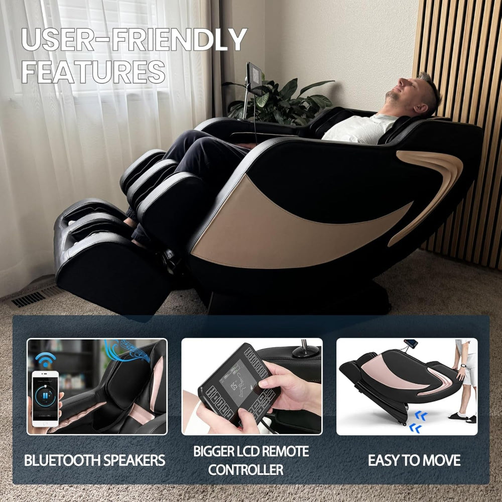 Massage Chair Full Body, Zero Gravity Massage Chair Shiatsu Massage Recliner with 5 Auto Modes, Back & Upper Legs Heating, Built-In Speakers, Calfrest Extension, Airbags, Foot Rollers