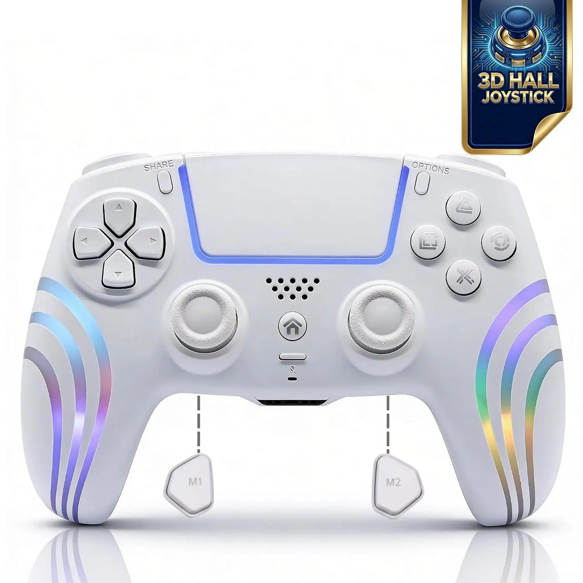 PS5/PC RGB Wireless Game Controller with Anti-Drift Sticks – Programmable Macro Back Button, 6-Axis Gyroscope, Dual Vibration, Rapid Fire, Touchpad, Bluetooth 5.0, 3.5 Mm Audio and Microphone Jack, Back-To-School Season, Back-To-School Gear