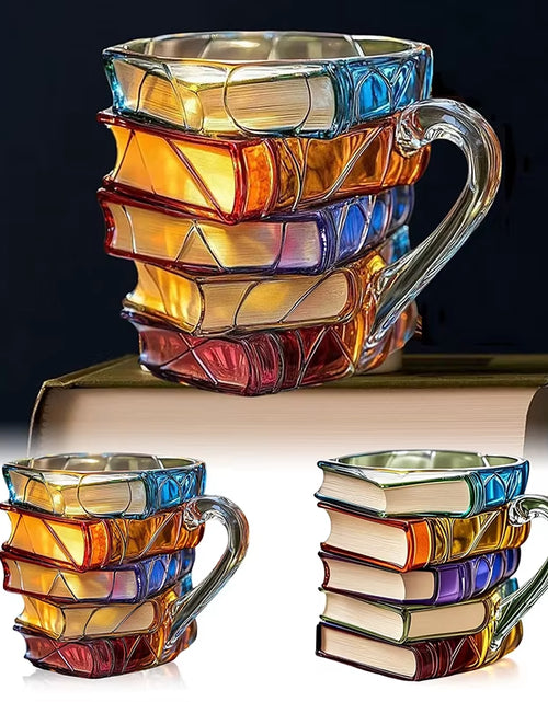 Load image into Gallery viewer, Painted Book Mug 11Oz Novelty 3D Painted Books Coffee Mug Unique Colorful Resin Books Stack Coffee Cup Collection Gifts
