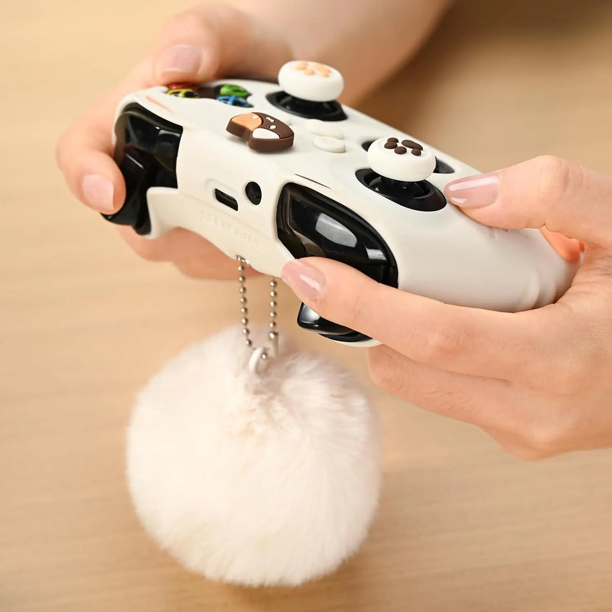 Geekshare Cat Paw Controller Skin Grips Set Anti-Slip Silicone Protective Cover Skin Case Compatible with Xbox Series X Controller with 2 Thumb Caps & 2 Button Caps & 1 Fluffy Ball & 2 Sticker-Calico