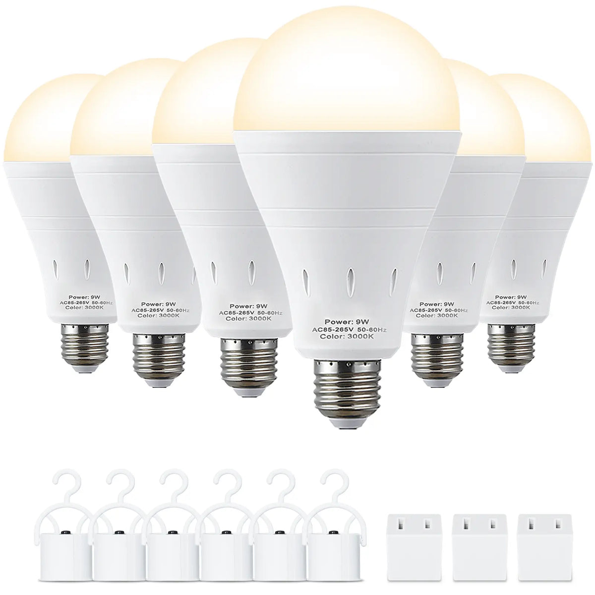 RELAMPBOL Rechargeable LED Emergency Light Bulbs, Pack of 4/6, 9W Equivalent to 60W Incandescent, 1200Mah Battery-Powered, 6000K Daylight/3000K Warm White, Energy-Saving Backup for Power Outages, Outdoor Camping, Hurricanes