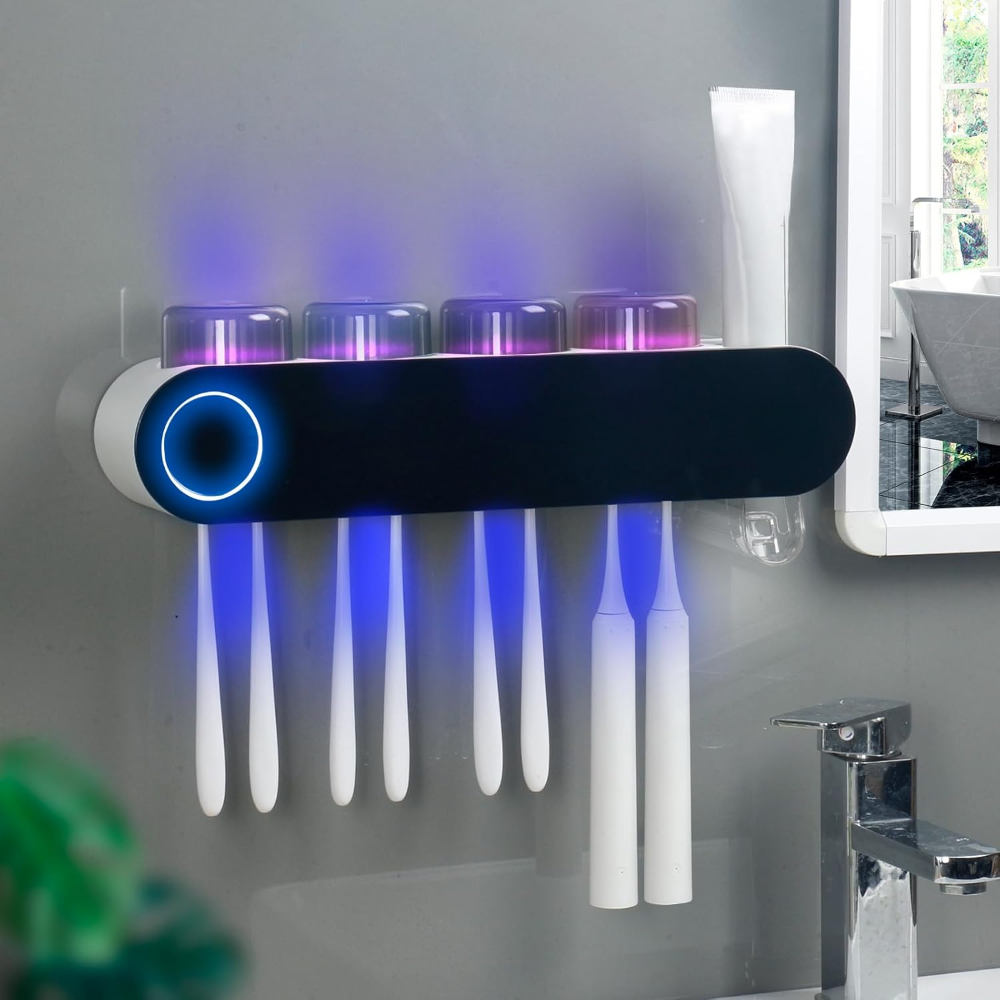 UV Toothbrush Organizer – Automatic Sanitizer & Bathroom Holder System