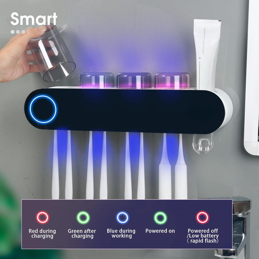 UV Toothbrush Organizer – Automatic Sanitizer & Bathroom Holder System