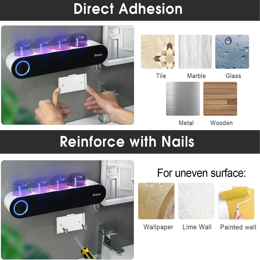 UV Toothbrush Organizer – Automatic Sanitizer & Bathroom Holder System