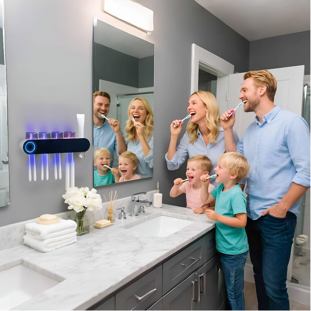 UV Toothbrush Organizer – Automatic Sanitizer & Bathroom Holder System